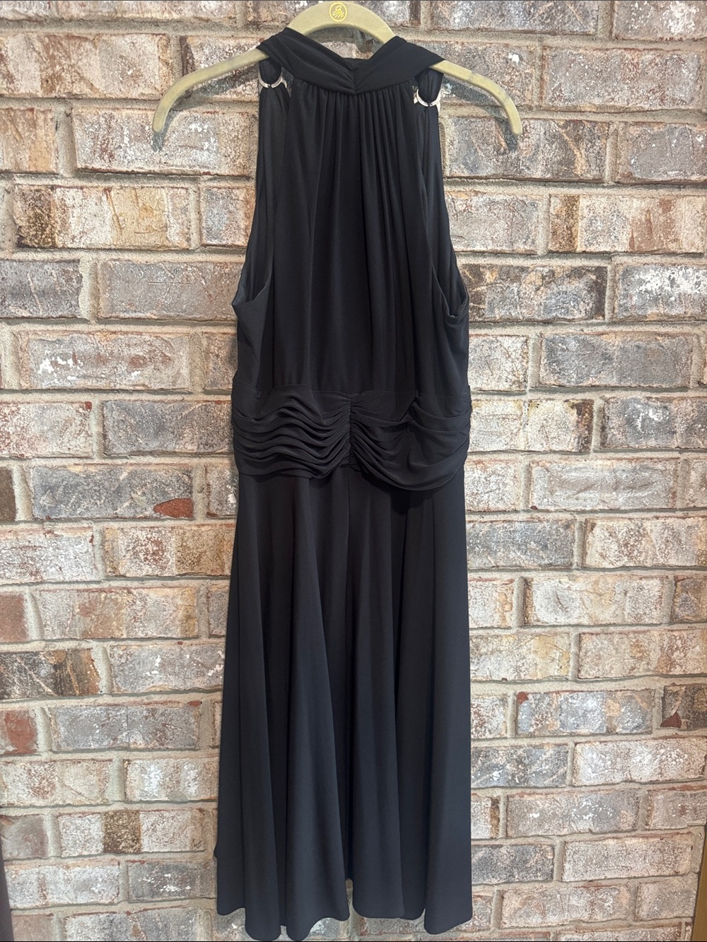 Evan Picone Black Sleeveless V-Neck Midi Dress with Rhinestone Shoulder Accents - Picture 5 of 6